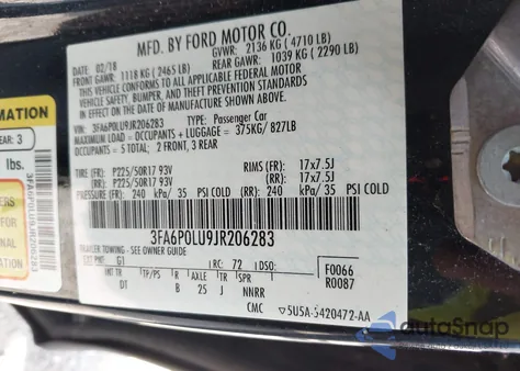 2018 Ford Fusion Hybrid Se from USA, damaged, VIN 3FA6P0LU9JR206283